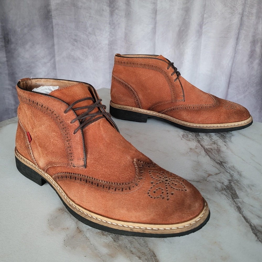 Marc Joseph NY Chukka Boots Mens Size 9.5 Brown Suede Wingtip Brogue